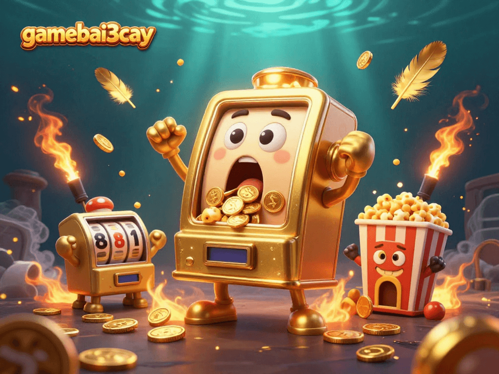 Spin the reels at gamebai3cay and win big with our golden slot machine art.