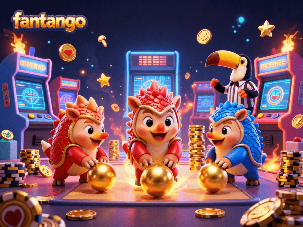 Engage in thrilling fan-tango action as pangolins roll through poker chips in a vibrant casino scene.