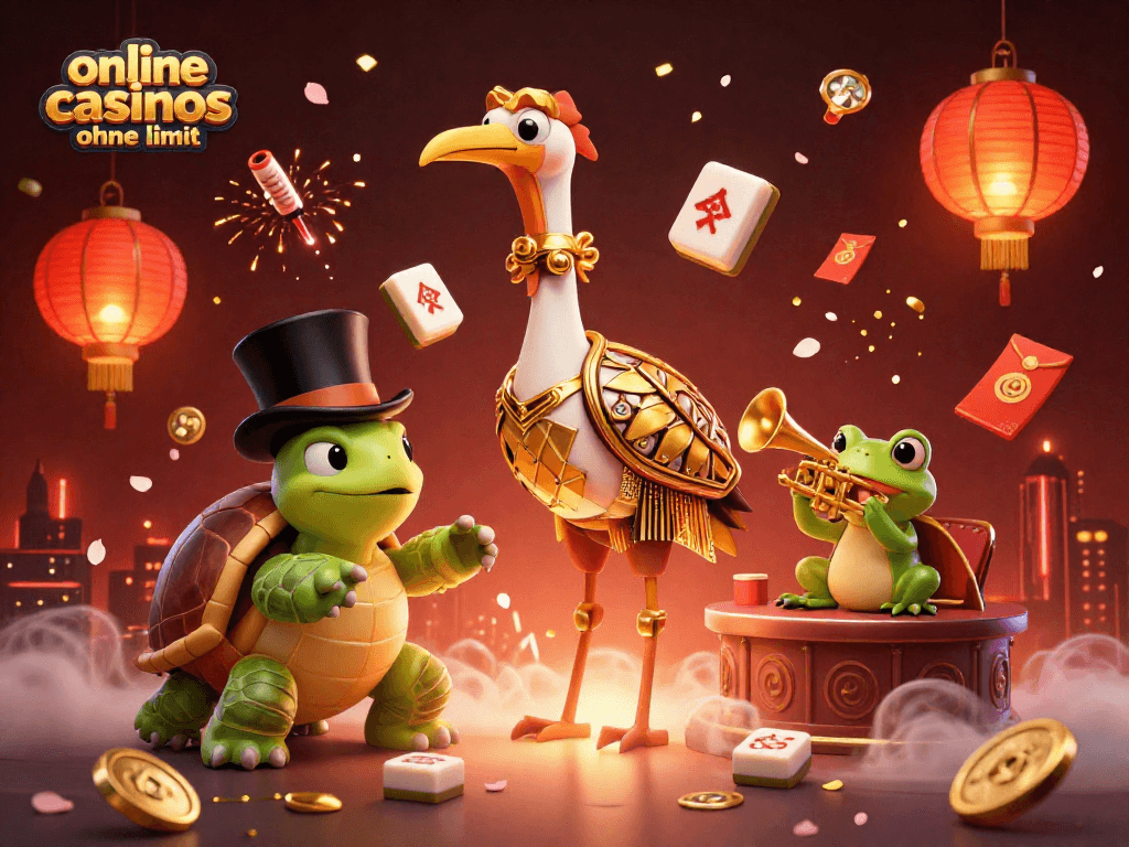 Experience the excitement of online casinos ohne limit with vibrant 3D characters and dynamic casino elements.