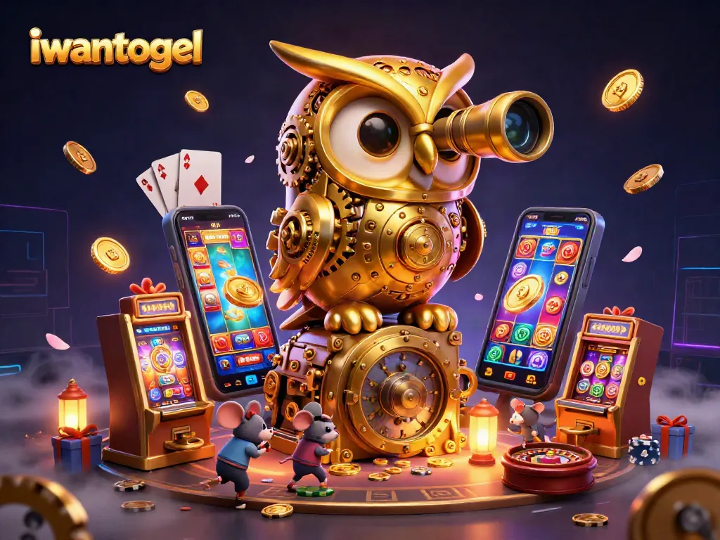 iwantogel brings excitement to gaming with a vibrant scene featuring a golden owl and mouse patrons.
