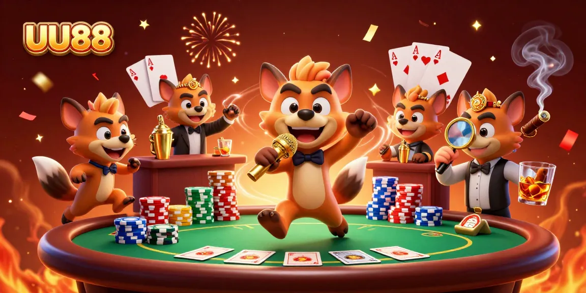Engage in thrilling games at UU88 with lively characters at a dynamic casino setting.