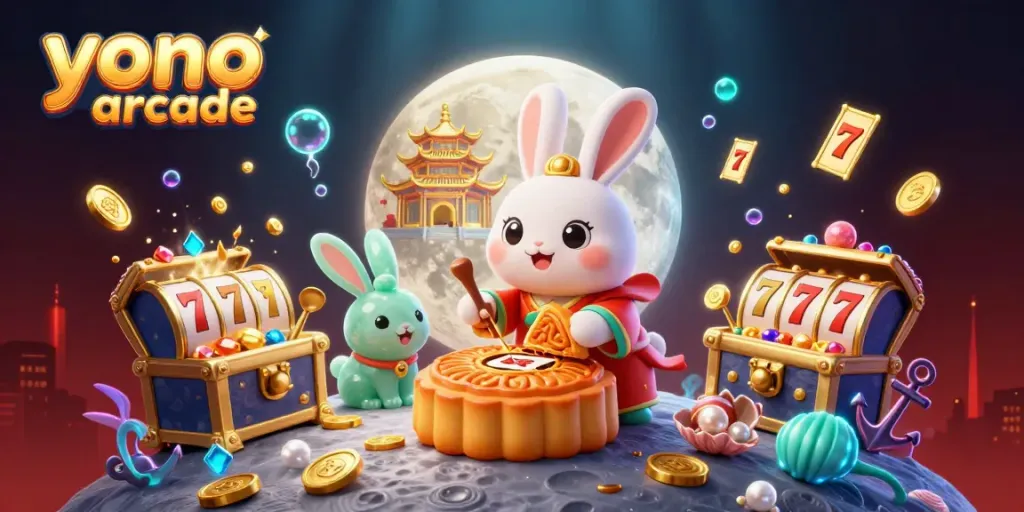 Experience the engaging world of yono arcade with a vibrant 3D illustration highlighting traditional elements and exciting casino themes.