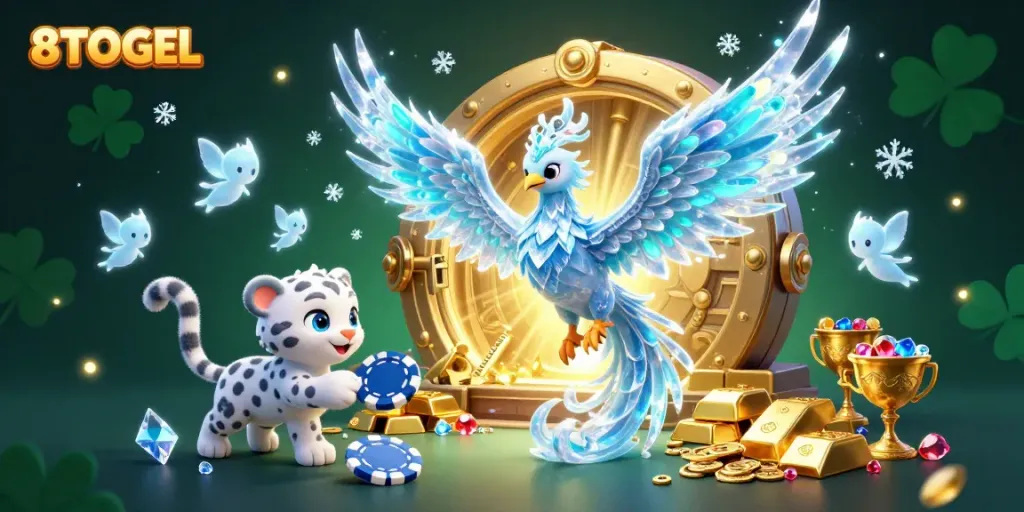 Permainan togel online 8TOGEL menghadirkan phoenix es dan chip poker dalam suasana magis.