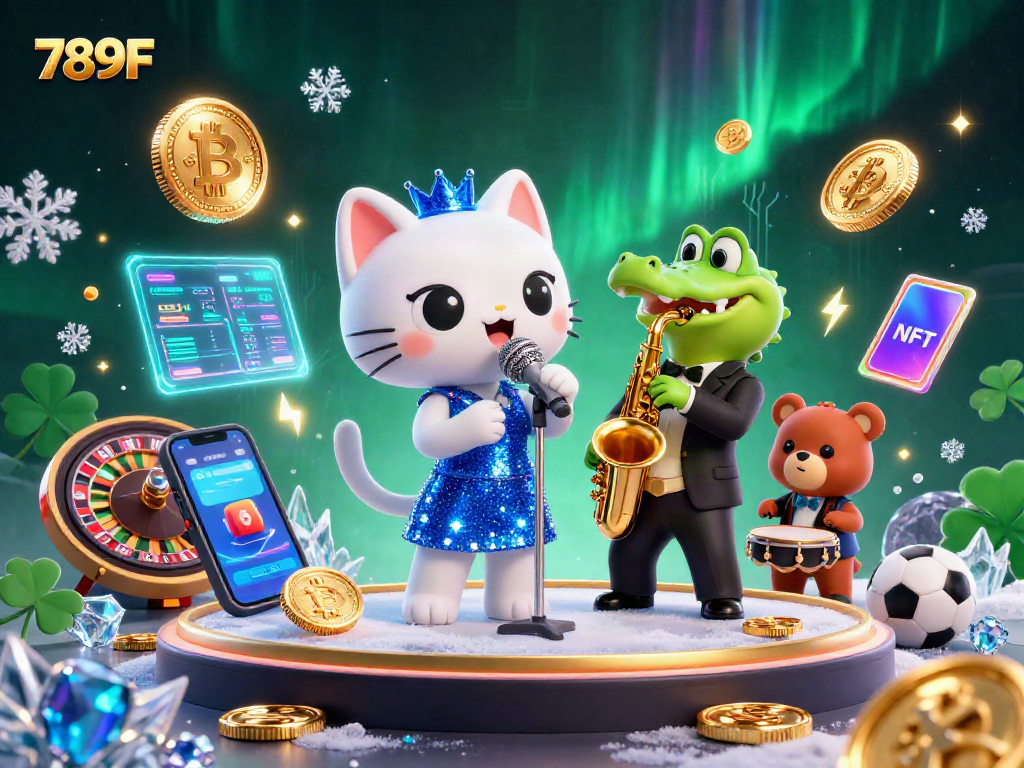 Engage with the vibrant 789F online casino scene featuring unique characters and crypto elements.