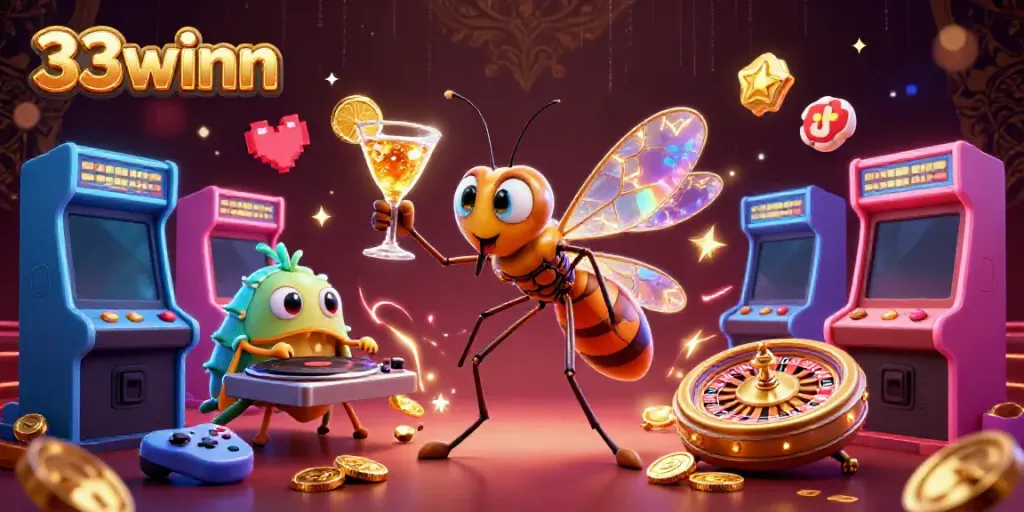Experience the vibrant 33winn casino world with animated characters and gaming excitement.