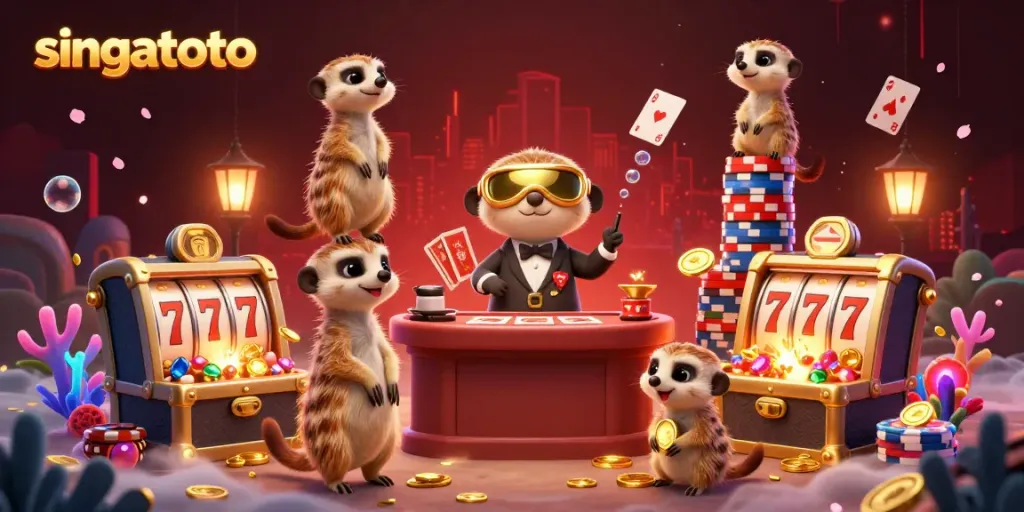 Engage in thrilling casino action with meerkats at singatoto, showcasing dynamic games and vibrant slot elements.