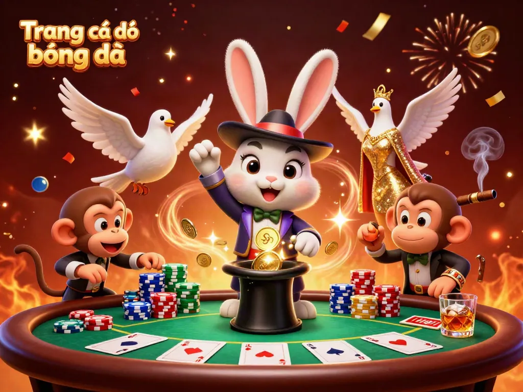 Experience the excitement of Trang cá độ bóng đá with a dynamic 3D illustration of gambling characters.
