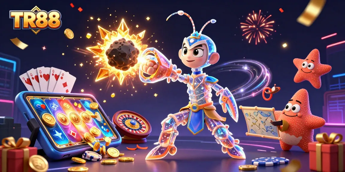 Experience the excitement of TR88 as a galactic samurai mantis shrimp conquers the casino universe.