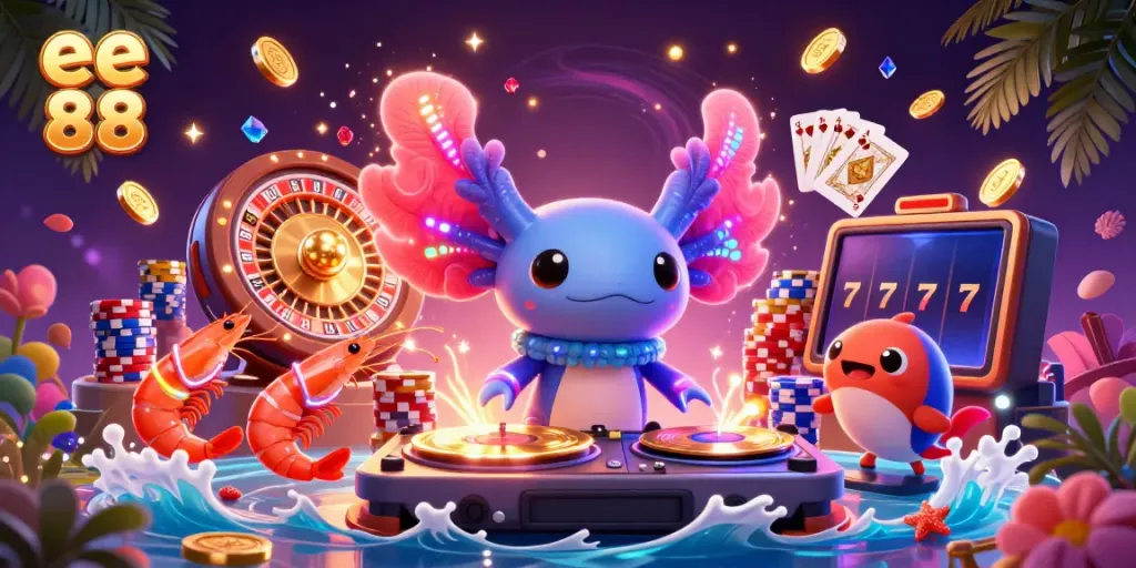 Join the excitement at ee 88 with vibrant characters and thrilling casino elements showcasing undersea gaming adventures.