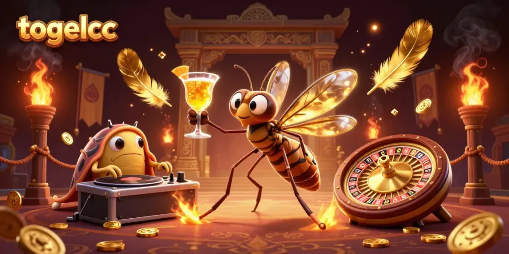 Experience the vibrant casino world of togelcc with an animated scene of unique casino characters.