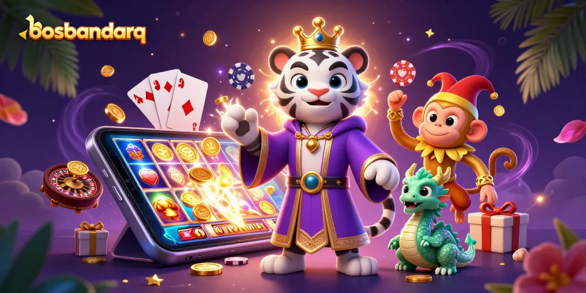 Experience the excitement of bosbandarq with engaging games, featuring vibrant characters and casino elements.