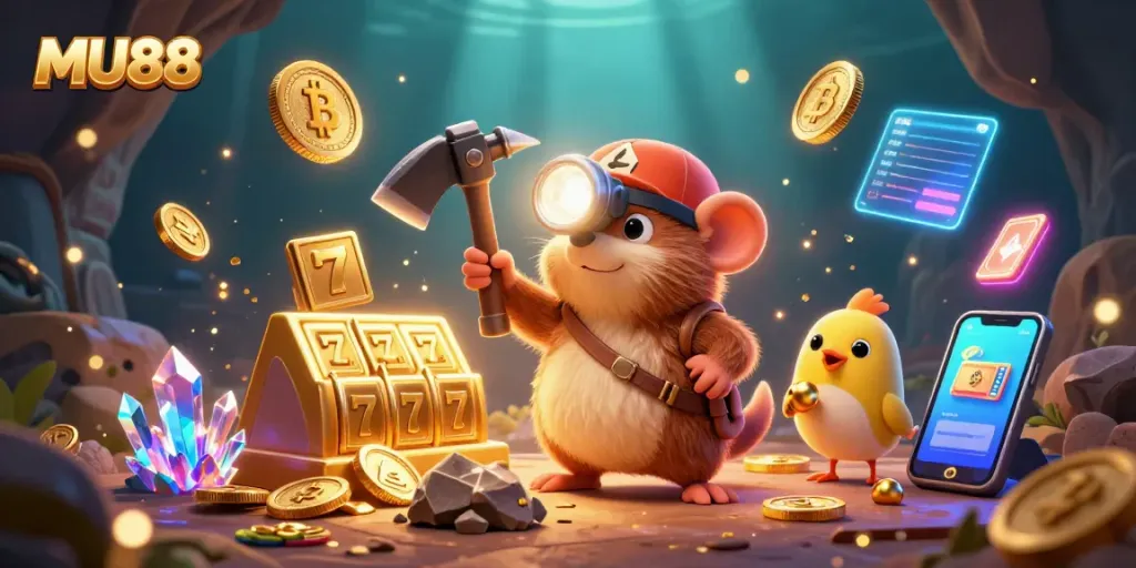 Engage with MU88 casino's vibrant scene featuring thrilling slot action and cryptocurrency elements.