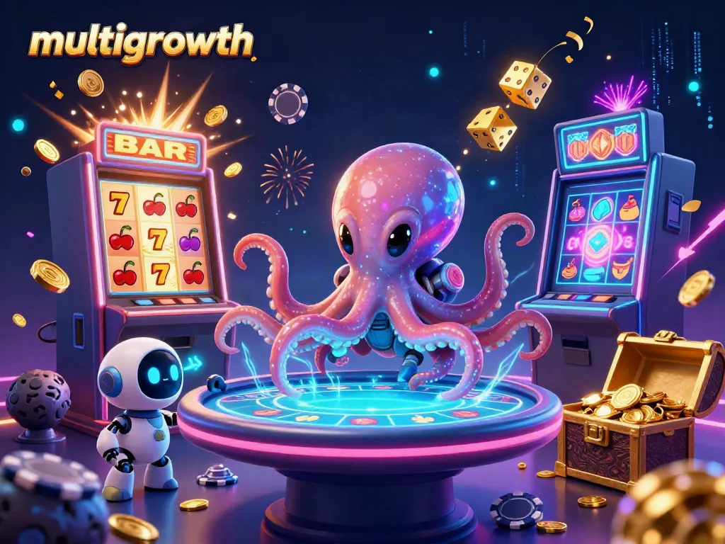Experience the thrill of multigrowth with an alien octopus at a holographic poker table.