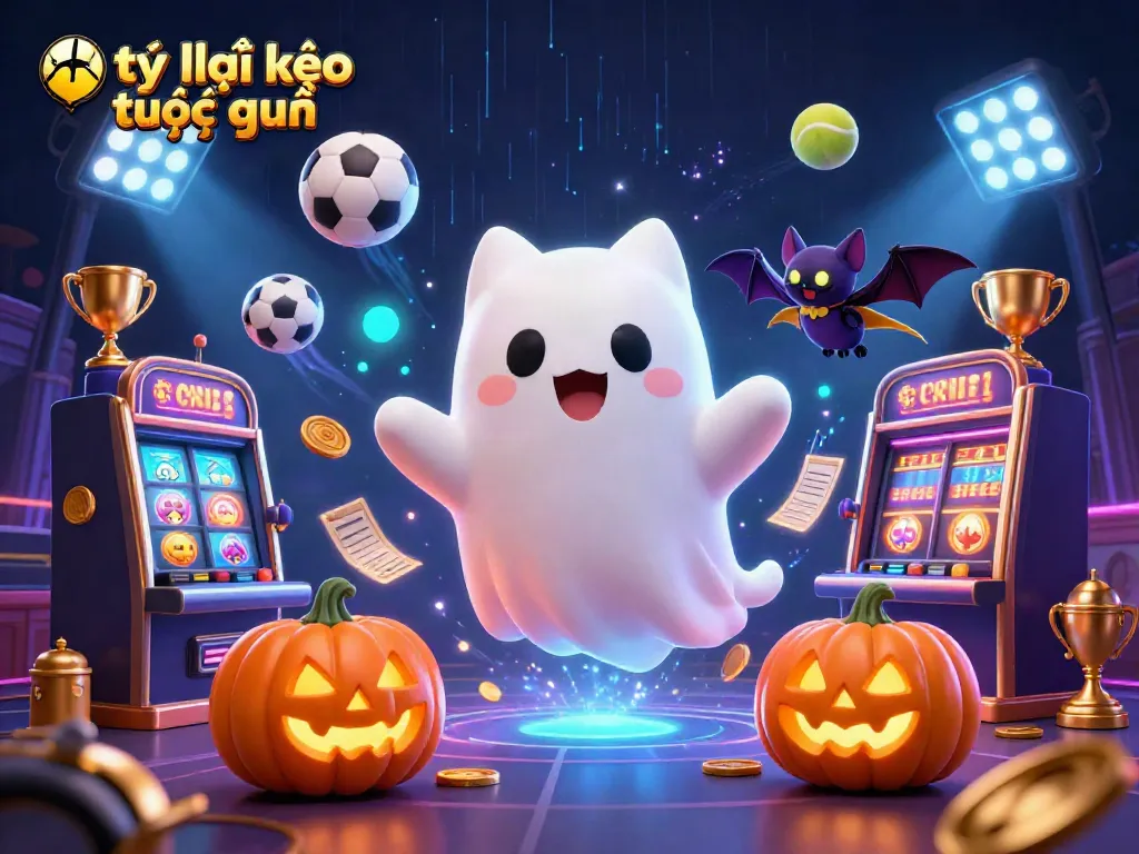 Bet on tỷ lệ kèo trực tuyến while enjoying a ghost cat floating in a haunted casino.