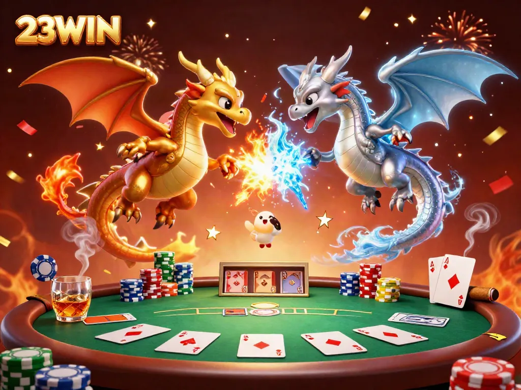 Experience the thrill of gaming at 23WIN with dynamic dragons and a vibrant casino atmosphere