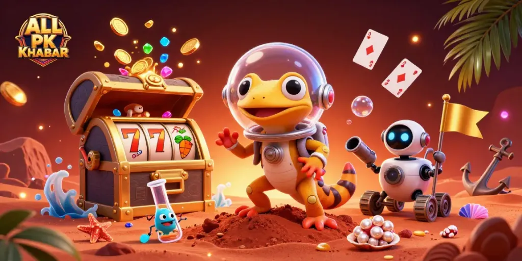 Engage with ALL PK KHABAR at a Martian casino with exploding slots and vibrant alien elements.