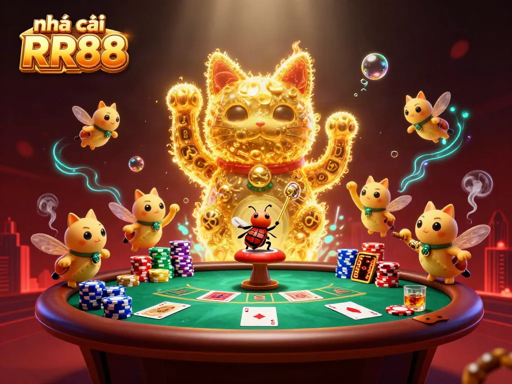 Experience the thrilling world of nhà cái RR88 with a dynamic casino scene full of vibrant elements.