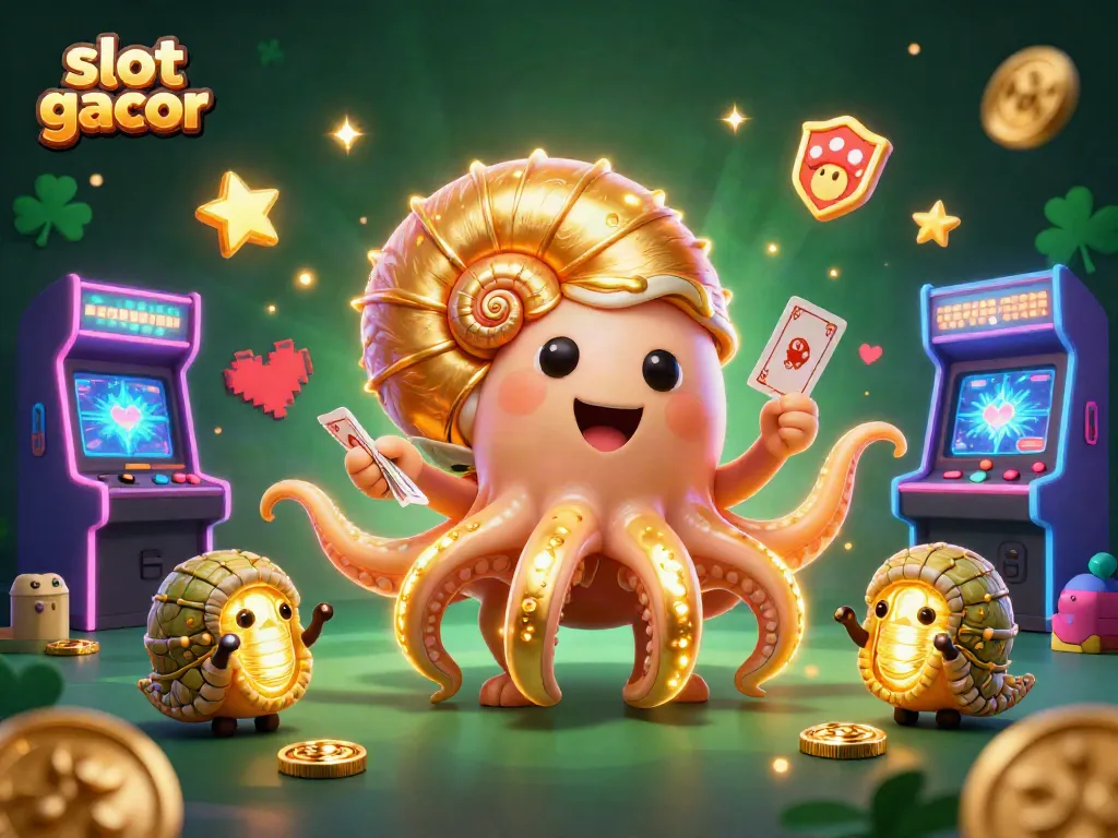 Engage with slot gacor through a vibrant 3D casino illustration featuring lively gaming elements.