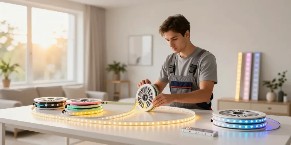 Instalare profesională a benzilor LED de către un furnizor de servicii de încredere.