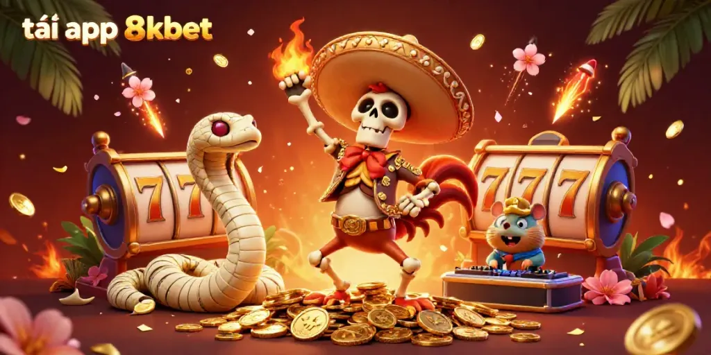Join the celebration with tải app 8kbet featuring a mariachi rooster and thrilling casino elements.