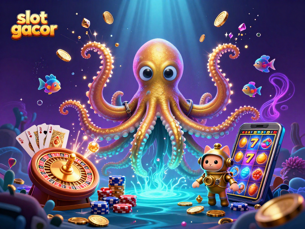 Slot gacor menghadirkan simbol keberuntungan dengan ikan laut bercahaya dan karakter unik.