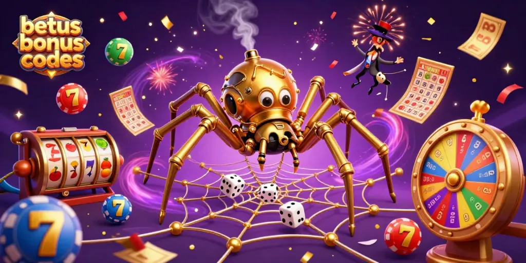 Engage users with the exciting betus bonus codes showcased in a vibrant casino-themed 3D illustration.