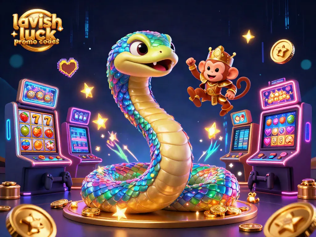 Engage with lavish luck promo codes while exploring gold coins and vibrant casino elements.