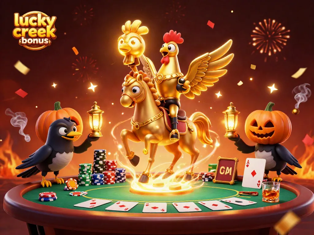 Experience thrilling gambling with lucky creek bonus codes and festive gaming elements in a vibrant scene.