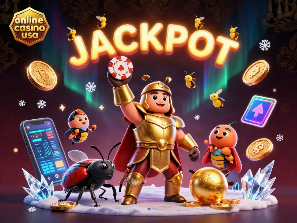 Engage with online casino usa through vibrant jackpot scenes with beetles and crypto elements.