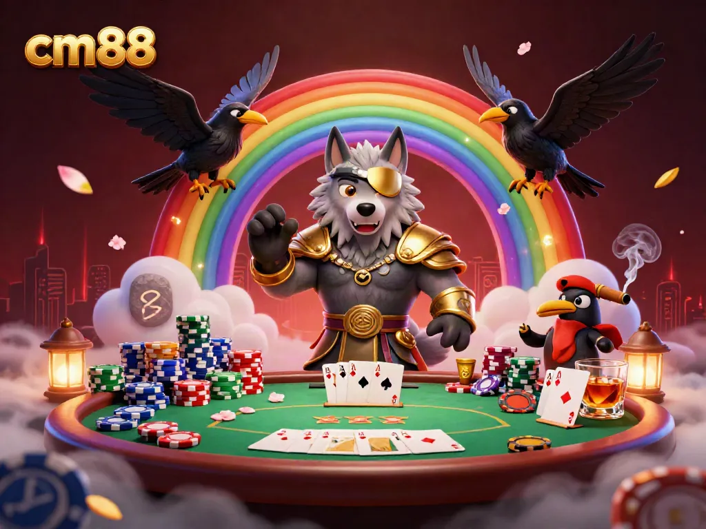 Experience the thrilling atmosphere of cm88 casino with vibrant poker action and Norse mythology characters.