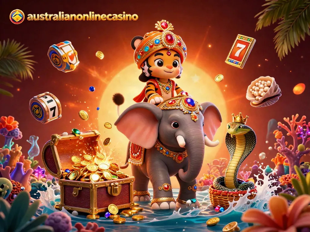Experience the thrilling world of australianonlinecasino with vibrant 3D characters and casino elements.
