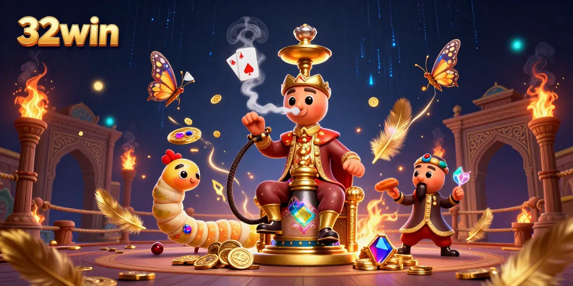 Engage with captivating games at 32win, featuring rich visuals and poker elements in a mesmerizing digital scene.