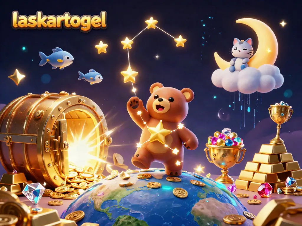 Experience jackpot excitement at laskartogel with magical stars and treasure in a captivating casino scene.